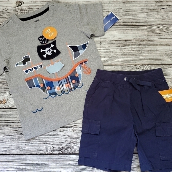 Embroidered Shark T-Shirt, Pirate Octopus, and Pirate Ship T-Shirts & Shorts 3T - Picture 6 of 10